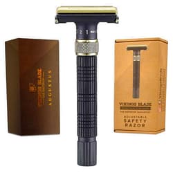 VIKINGS BLADE Adjustable Double Edge Safety Razor + Luxury Case. Smooth, Reusable, Eco-Friendly (The Emperor “Augustus”)