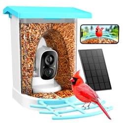 IsYoung Smart Bird Feeder with Camera, 2K HD, Dual Granary, AI Identify 16,000+ Birds, Auto-Capture, Motion Detection, 5W Solar, 170° Wide View, Ideal Gift for Birds Lovers, Outdoor Bird Watching.