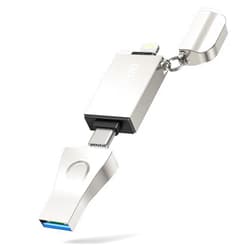 HooToo iPhone Flash Drive 3 in 1, HooToo 128GB MFi Certified Photo Stick, USB 3.1 USB C Flash Drive Memory Backup for iPhone, iPad, Type-C Phone, MacBook and Windows PC