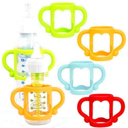 HUAKENER Silicone Baby Bottle Handles (4 Pack) - Easy Grip Holder for Dr. Brown Narrow Bottles - BPA Free
