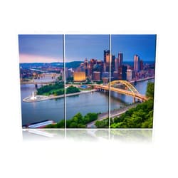 TUMOVO Canvas Wall Art Prints Modern Pittsburgh Cityscape Incline in Mount Washington Painting Stretched and Framed Modern Colorful Pennsylvania Skyline Buildings Picture for Home Office Decor - 28H x 42W