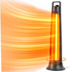 FLOWBREEZE Patio Heater Electric, Portable Outdoor Heater, 1200W, 3S Instant Heating, Infrared Heater with 60°Oscillating, 180min Timer, Tip-over Protection, Super Quiet Heater for Indoor Outdoor Use, Black