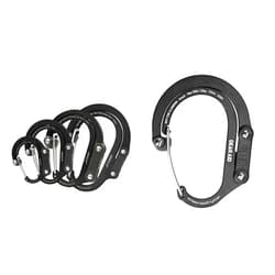 GEAR AID HEROCLIP Carabiner Clip and Hook (Large, Medium, Small, Mini) for Camping & HEROCLIP Carabiner Clip and Hook (Small) for Purse, Stroller, and Backpack, Stealth Black