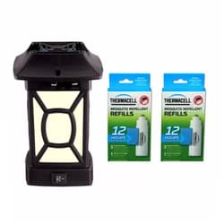 Thermacell MR9W Cambridge Mosquito Repeller LED Lantern, Black Bundle with Repellent Refill (2 Pack)