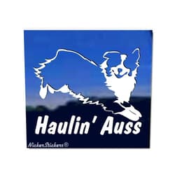 NickerStickers Haulin' Auss | NickerStickers® Jumping Australian Shepherds Dog Vinyl Window Decal
