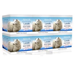 Alpine Silk Organic Lanolin Ultra Replenishing Night Cream 100 Grams (6 pots)