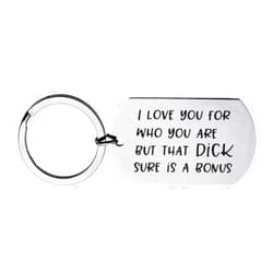 ShiQiao Spl Couples Gifts Keychain, Gift for Boyfriend Girlfriend, I Love You for Who You Are But That Dick Sure is A Bonus Keyring Valentine's Day Christmas Gifts for Husband Wife