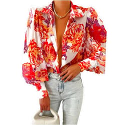EVALESS Womens Tops Button Down Shirts Print Long Sleeve Blouses for Women Fashion 2024