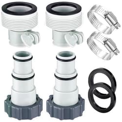 PIHIL 4 Pack Pool Hose Adapter with Collar - 2 Types Conversion Connector for 1.5 & 1.25 in Hoses, Replacement Parts fits Intex Filter Pumps, Saltwater System, Above Ground Swimming Pool Accessories