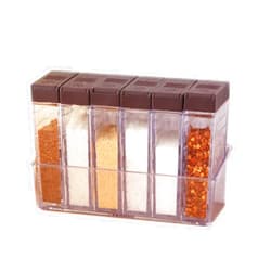 Dicanence 6 Case Spice Shaker Jars, Salt Spices Condiment Container Case Seasoning Shaker Box Condiment Set, Transparent Condiment Jar Storage Container Storage Bottle Box Set