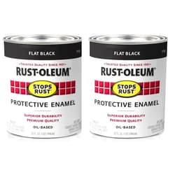 Rust-Oleum 7776502 Protective Enamel Paint Stops Rust, 32-Ounce, Flat Black, 1 Quarts (Pack of 2)