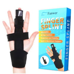 Fanwer Full Trigger Finger Splint, Reversible Middle Finger Extension Splint, Right or Left Adjustable Finger Brace for Straightening, Broken Finger, Mallet Finger, Arthritis, Tendonitis