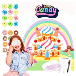 TYHJOY Candyland Party Games Decorations Pin The Donut Lollipop on The Candyhouse Sticker Game for Ice Cream Donut Lollipop Sweet Candy Theme Party Favors Supplies