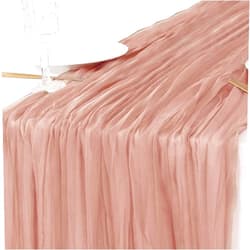 ROPCIA Cheesecloth Table Runner 10Ft Boho Gauze Rustic Dusty Pink Cheese Cloth Table Runner for Wedding Bridal Baby Shower Decoration Birthday Party Summer Table Runner (Coral Red)