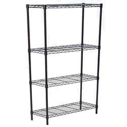 Vacclo 4-Shelf Storage Shelves Heavy Duty Shelving Unit for Kitchen Metal Shelves Garage Organizer Wire Rack Shelving Storage Unit Shelf Adjustable Utility NSF Certification Commercial (Black)