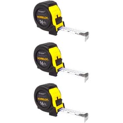 Komelon SM5416 Speed Mark Gripper Acrylic Coated Steel Blade Tape Measure 16-feet by 1-Inch, White Blade - 3 Pack