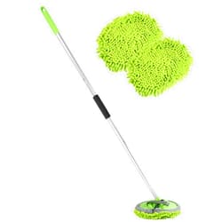 Bylikeho Car Wash Kit,Car Wash Brush with Long Handle,Car Wash Brush Car Cleaning Brush,Car Accessories Car Washing Mop Kit with 2 Replacement Head,Automotive Use Car Wash Kit Tools for Car RV Truck