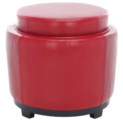 Safavieh Hudson Collection Chloe Leather Single Tray Round Storage Ottoman