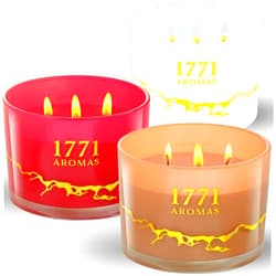 1771 Aromas Coconut, Vanilla and Strawberry Scented Candles - 100% Natural Soy Wax - Large 3 Wick Jar Candle - Up to 50 Hours Burning Time - Candles for Home - Aromatherapy Candles