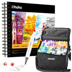 Ohuhu Markers Brush Tip, Alcohol Art Marker Set+Mix Media Pad, Ohuhu 8.9