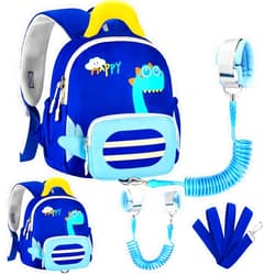 Accmor Toddler Leash Backpack with Anti Lost Wrist Link, Cute Dinosaur Bag with Removable Little Pouch Children Safety Walking Harness, Kids Travel Essential Mini Back Pack with Tether for Baby Boys