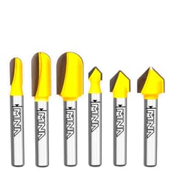 MNA 90 Degree V Groove and Round Nose Router Bit Set, 1/4 Inch Shank Signmaking Router Bits, 3D CNC Lettering & Engraving Router Bit Kit
