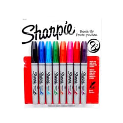 SHARPIE Brush Tip Permanent Markers, 8 Colored Markers (1810703)