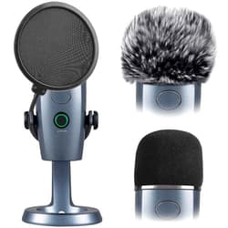 ChromLives Yeti Nano Pop Filter, Mic Cover Compatible with Blue Yeti Nano,ChromLives 3 in 1 Mic Windscreen Foam Cover + Mic Furry Wind Cover + Dual Layered Noise Reduction Pop Filter for Yeti Nano,Combo 3 Pack