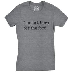 Crazy Dog T-Shirts Womens Im Just Here for The Food Tshirt Funny Sarcastic Snacks Tee for Ladies