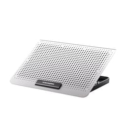 ICE COOREL Aluminum Laptop Cooling Pad, Laptop Cooler Stand with 7 Height Adjustable, Laptop Fan Cooling Pad for Laptop 12-15.6 Inch, Notebook Cooler Pad with Two USB Port (Silver)