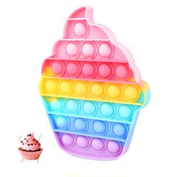 Woplagyreat Push Bubble Fidget Toys, Cute Cup Cake Silicone Squeeze Sensory Game, Anxiety Stress Relief Little Small Toy for Kids Girls Adults Birthday Gifts Classroom Prize Party Favors