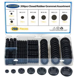 BUSY-CORNER 200 PCS 7 Sizes Rubber Grommet Assortment Firewall Solid Closed Hole Plug for Wire Electrical Appliance Plumbing