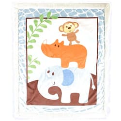 Luvable Friends Unisex Baby Plush Blanket with Sherpa Back, Blue, One Size