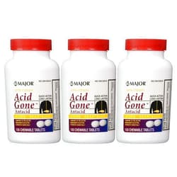 EXTRA STRENGTH GAVISCON Major Pharmaceuticals Acid Gone Antacid Generic for Gaviscon Extra Strength Chewable Tablets, 100 Count Per Bottle (3 Pack)