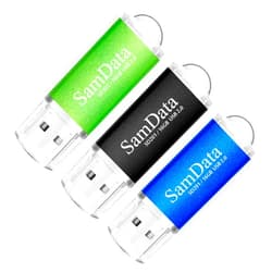SamData 3 Pack 16GB USB 2.0 Flash Drive Thumb Drives Memory Stick, 3 Colors: Black Blue Green