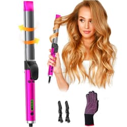 Rawiemy Rotating Curling Iron 1.25 Inch Automatic Curling Wand Auto Hair Curler for Beach Waves Dual Voltage 110v-240v Self Curling Wand for Medium/Long Hair