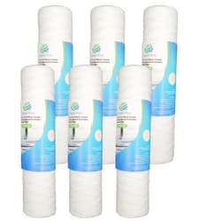 Filters4you – 6 Pack String Wound Whole House Sediment Water Filter Cartridges Compatible with GE GXWH04F, GXWH20S, WFPF13003B, WFPF38001C, HF-150A, HF-360A, WH-S200-C Models – 5 Micron, 10