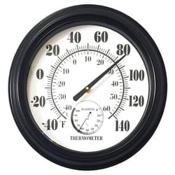 RTWAW Indoor Outdoor Thermometer Large 12 Inch Wall Thermometer-Hygrometer Waterproof Does not Require Battery (Black)