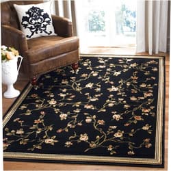 SAFAVIEH Lyndhurst Collection Area Rug - 8' x 11', Black, Traditional Floral Design, Non-Shedding & Easy Care, Ideal for High Traffic Areas in Living Room, Bedroom (LNH220A)