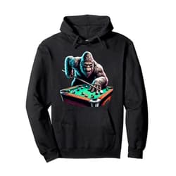 Bigfoot Billiards Apparel and Accessories Funny Bigfoot Sasquatch Billiards Pool Player Men Boys Pullover Hoodie