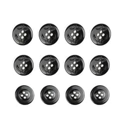 RECHERE 12 PCS Anchor Pattern Carving Plastic Flat Buttons 4-Hole Craft for DIYS Sewing Embellishment (Black,25mm)