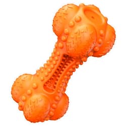 SCHITEC Squeaky Dog Chew Toy, Tough Durable Natural Rubber Bone with Toothbrush, Indestructible for Aggressive Chewers Large Medium Breed Teeth Cleaning