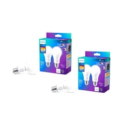 PHILIPS LED 100W A19 4-Pack Selectable White Multi-CCT 1500 Lumen (14W = 100W) Dimmable Flicker-Free Light Bulbs