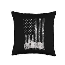 Jax Motorcycle Gear Fun Gift-American Flag Motorcycle Riding Throw Pillow, 16x16, Multicolor