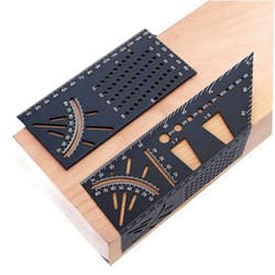 Meichoon Aluminum Alloy Woodworking Square Size Measure Ruler,45/90 Degree Angle T Ruler,3D Mitre Angle Measuring Template Tool DC721