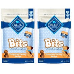 Blue Buffalo Blue Bits Natural Soft-Moist Training Dog Treats, Turkey Recipe 4-oz Bag (Pack of 2)