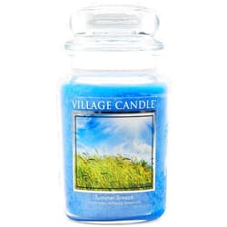 Village Candle Summer Breeze Large Glass Apothecary Jar, Scented Candle, 21.25 Oz, Blue