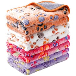 Reginary 4 Pcs Waterproof Guinea Pig Blankets Washable Small Animal Fleece Bedding Absorbent Guinea Pig Cage Liners Reusable Pet Pee Pad Sleep Mat Pad Cover for Hamster Ferret (Paw Print, 18 x 13 Inch)