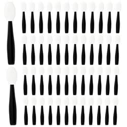 Mozeat Lens 50PCS Disposable Eye Shadow Sponge Applicators, Mini Dual Sided Eyeshadow Brush Set Portable Travel Eye Shadow Applicator Sticks Multipurpose Lips Eye Makeup Brushes with Sponge Tip for Women Girls