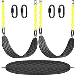 Dolibest Heavy Duty Swing Seats (2 Pack) with 66’’ Chain and Carabiners, Comfortable and Durable Plastic Coated Swing Set Accessories Replacement for Outdoor Playground,Black